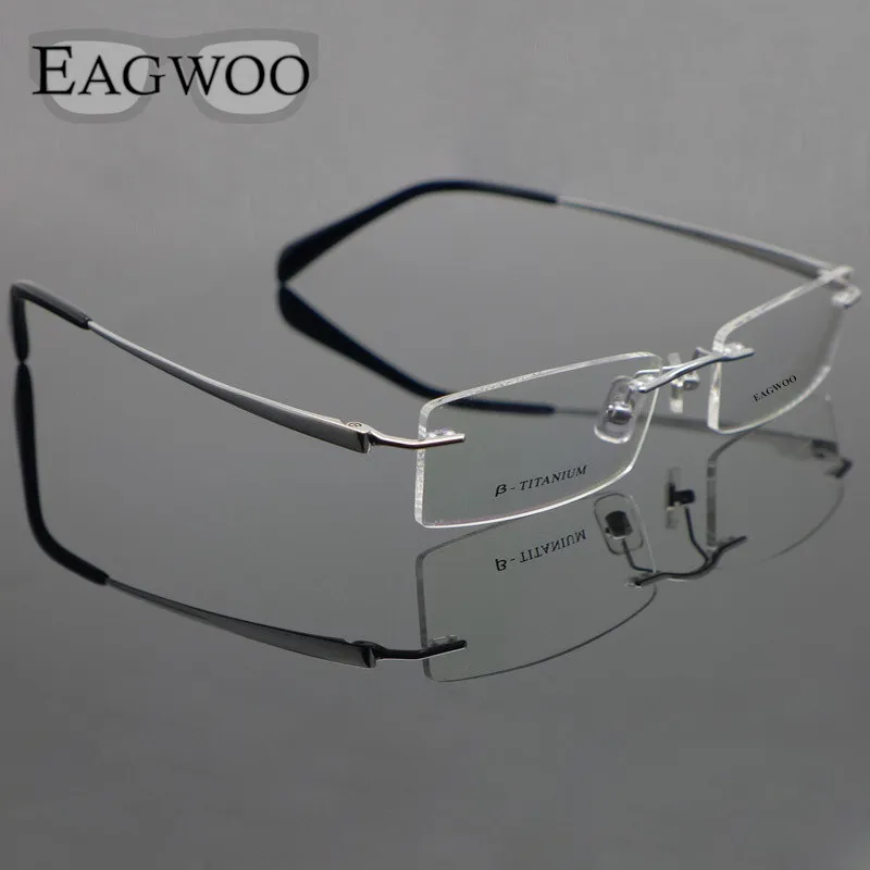 Pure Titanium Eyeglasses Rimless Optical Frame Prescription Spectacle Frameless Glasses For Men Eye glasses 11090 Slim