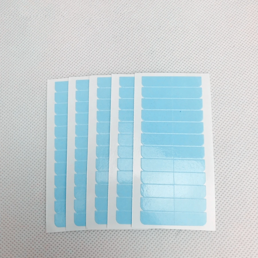 5 Sheets Super Adhesives Blue Replacement Tape For Brazilian Hair 4cm*0.8cm 60 tabs Double-Side Lace Front Support Tape Strips