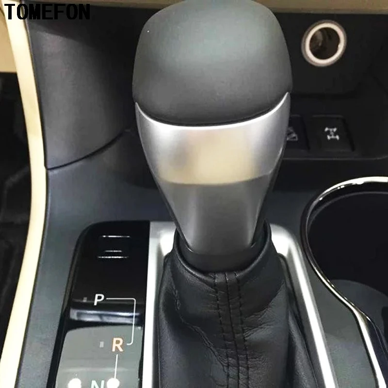 

TOMEFON For Toyota Highlander Kluger XU50 2014 2015 At Automatic Gear Shift Knob Cover Chrome Trim Interior Center Consle