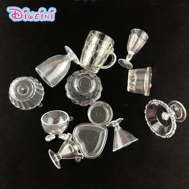 

Simulation Transparent Wine Cup Set Miniature Figurine Pretend play Kitchen Toy Doll House DIY Accessories gift Baby Gift