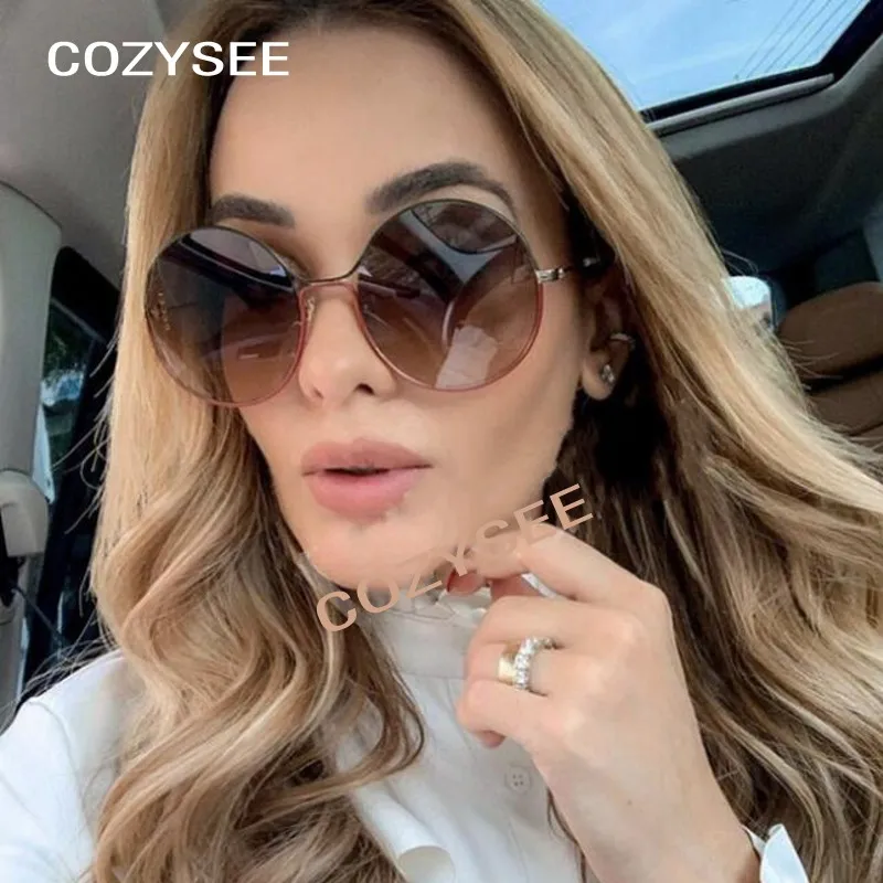 

Luxury Brand Round Sunglasses Women Vintage Gradient Glasses Metal Frame Oversized Sun glasses Female Green Red Eyewear UV400