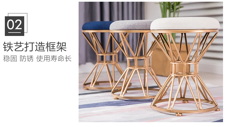 North gdeilipo dressing stool fashion wrought iron stool fabric change shoe bench bedroom dressing table chair nail makeup stool