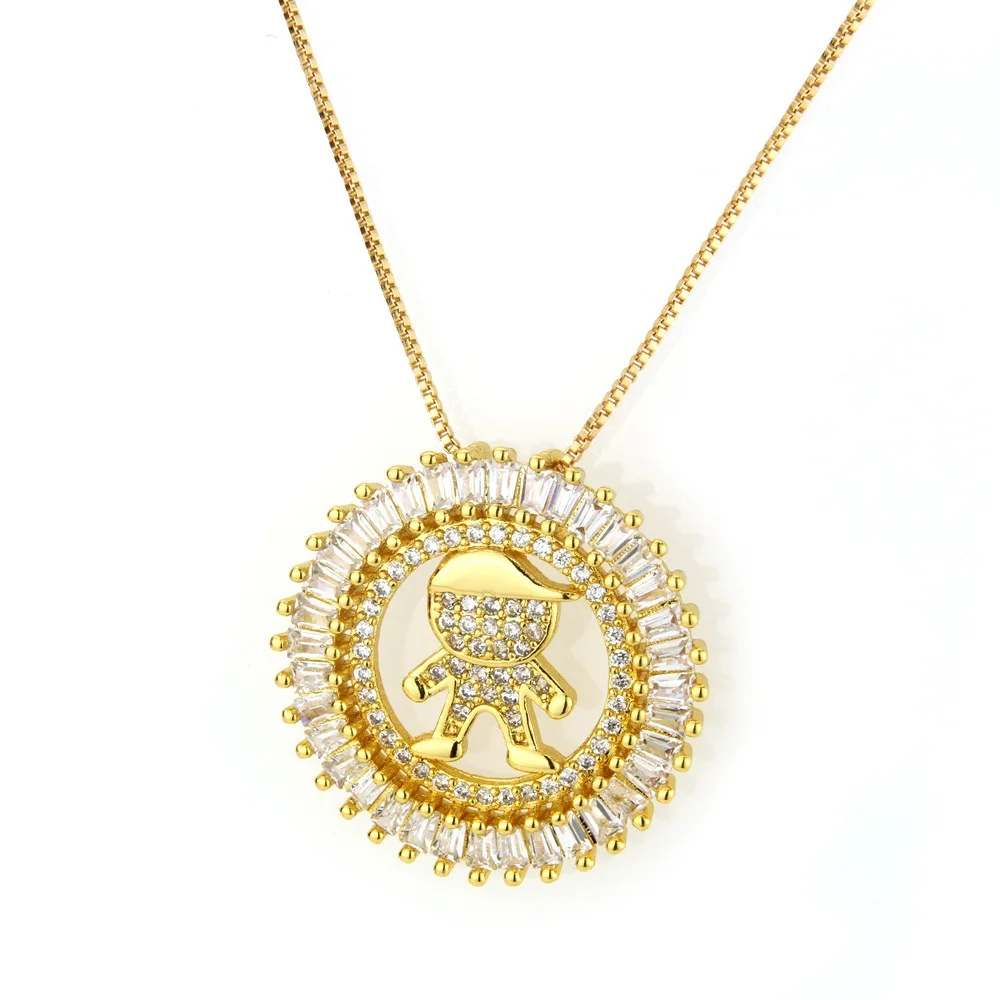Lucky Sonny Boy Girl Colar Brazil Top Pendant Necklace Collar Fashion CZ Crystal Neckalces Jewelry Women Joyeria Feminina Joyas (3)