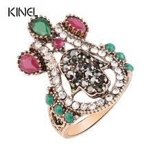 Kinel Turkish Jewelery Vintage Devil Palm anillos grandes para mujeres Color oro marca joyería en 2017