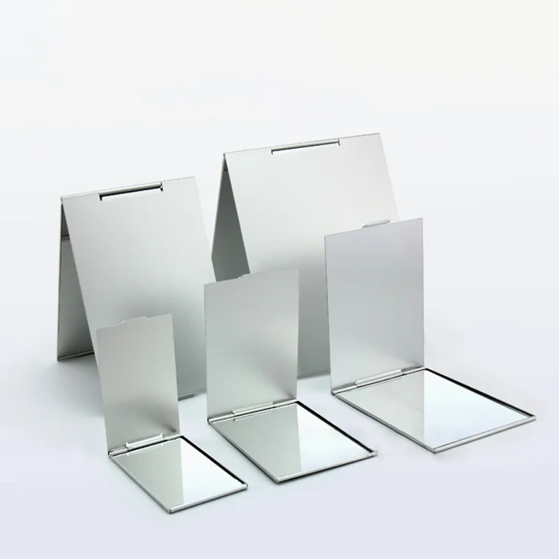 Складное ультра-тонкое косметическое зеркало для макияжа карманное серебряное прямоугольное компактное косметическое складное декоративное зеркало