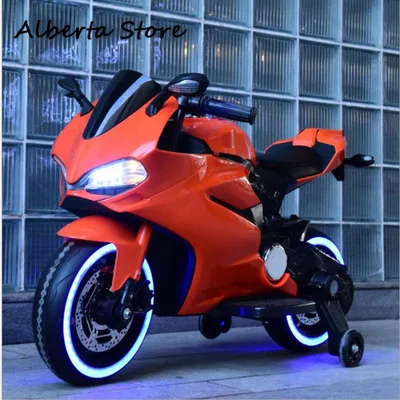 

Electrical Motorbike Children Can Ride on Toy Car Rechargeable Music Super Car Light Wheel One Button Start Double Two Baby
