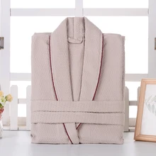 Хлопок халат Мужская однотонная халаты кимоно халат отель пижамы унисекс мужской халат пижама из вафельной ткани водопоглощение