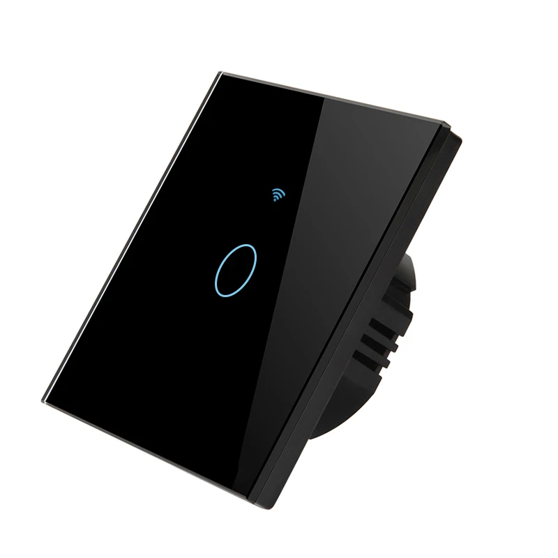 Умный настенный светильник со стеклянной панелью, настенный сенсорный переключатель, wifi, беспроводной дистанционный светильник, релейное приложение, управление, работа с Alexa Google Home - Цвет: 1 -Band Black