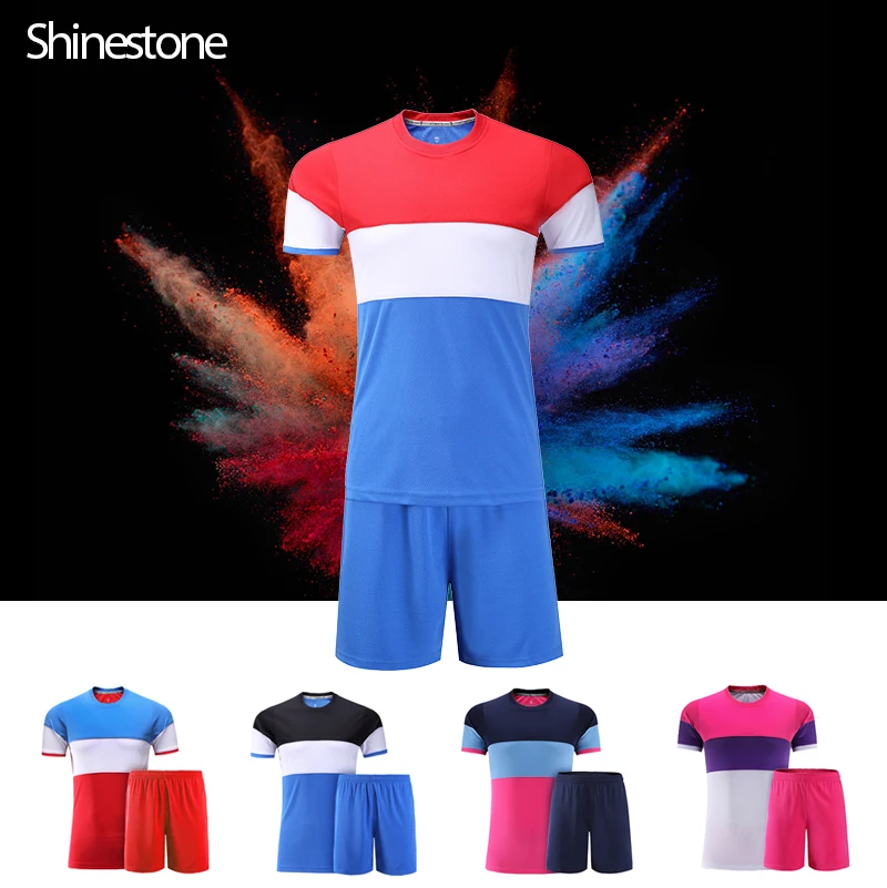 

2019 Professional Adults Children 's Blank Custom Uniform Soccer Jersey 100% Polyester Football Shirt Training Suit