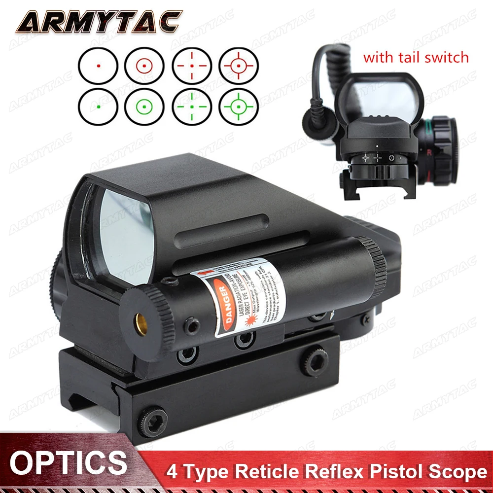 

Hunting Optics Sight Scopes Holographic Sight Red Dot 4 Type Reticle Reflex Pistol Tactical Airsoft Air Guns 20mm Mount Scopes