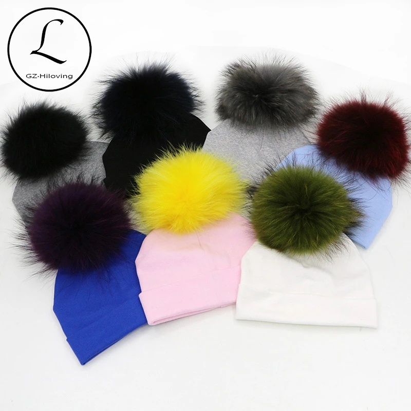 Chapeaux A Pompon En Fourrure Veritable Pour Enfants De 5 Mois A 2 Ans Bonnet Tricote En Coton Chaud D Hiver Pour Bebes Garcons Et Filles Aliexpress