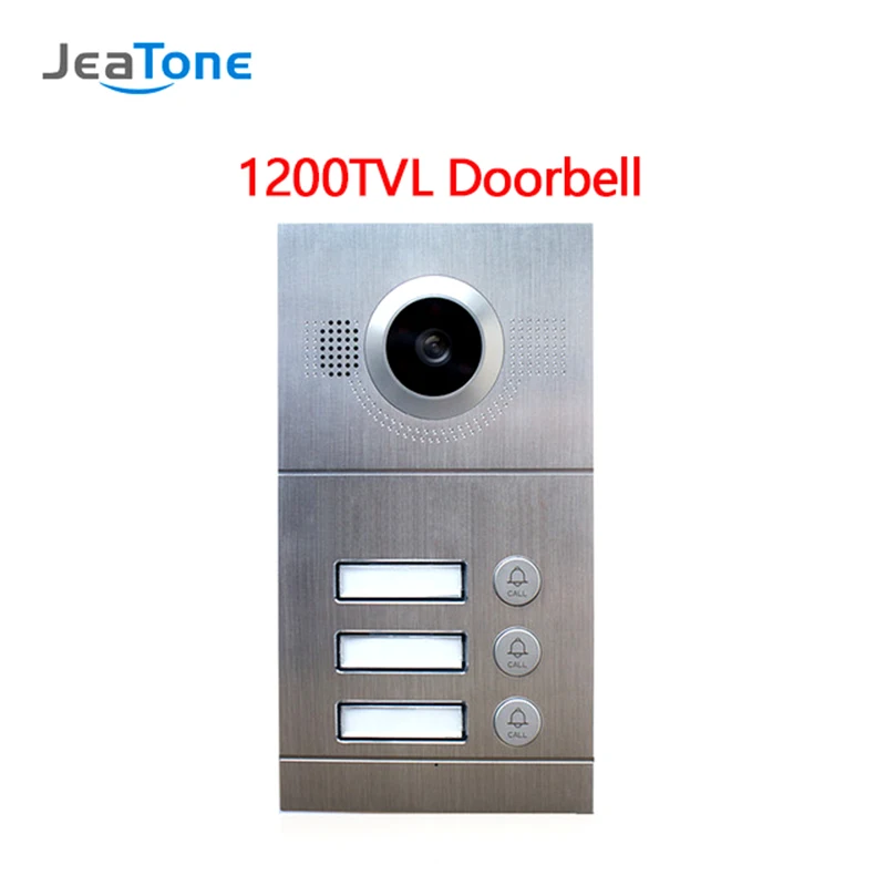 

JeaTone Video Door Phone Analog Door Bell IR Camera 1200TVL 3 Buttons Call Panel IP65 Waterproof Door Access Control Panel
