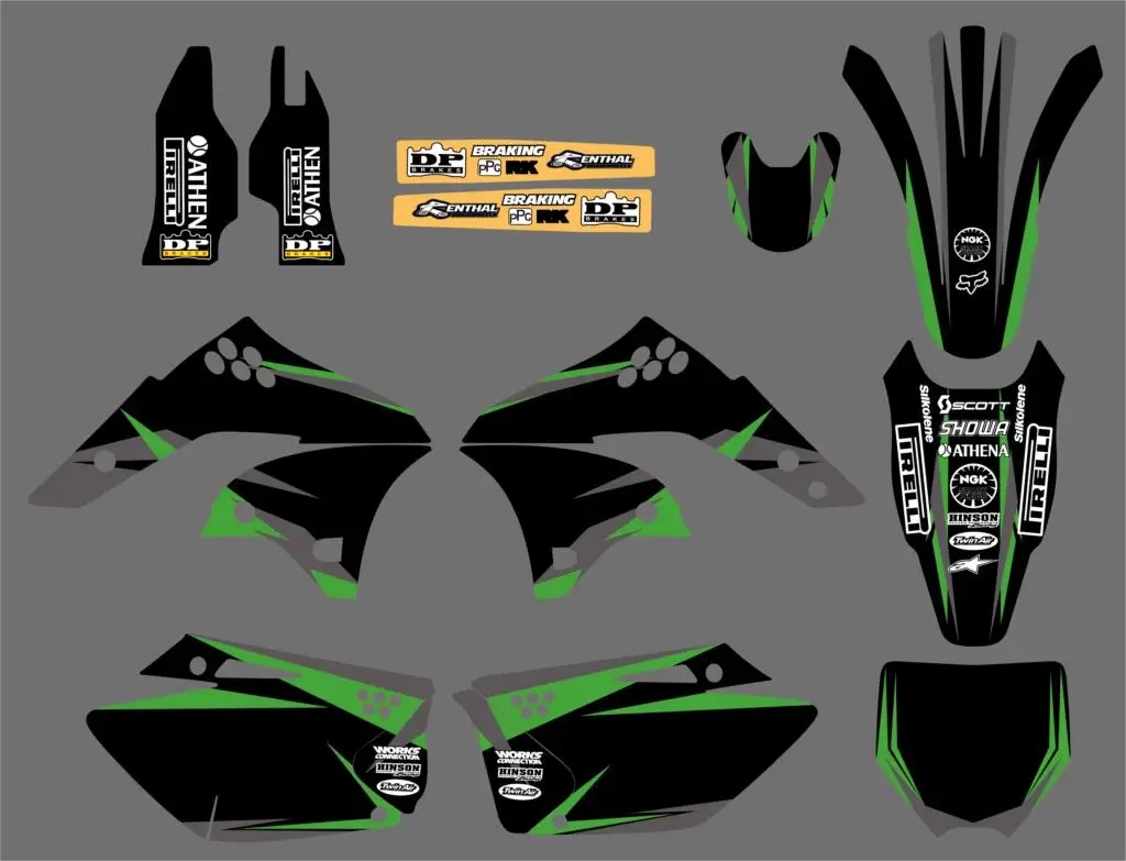 H2CNC графики и Фоновые наклейки Наборы для Kawasaki KX250F KXF250 2006 2007 2008 KX 250F KXF 250