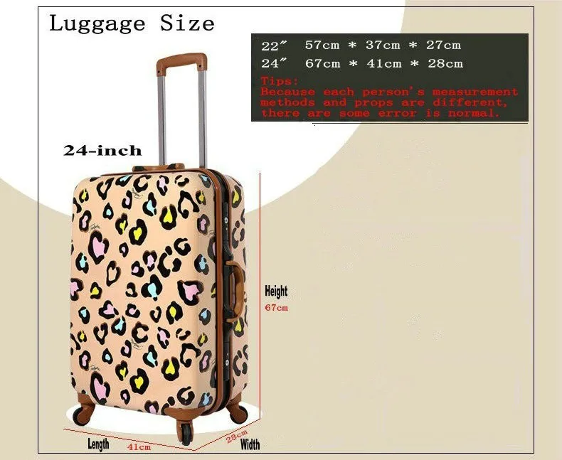 Женский чемодан алюминиевая рама разноцветный Леопардовый принт багаж ABS+ PC Тележки универсальные на колесах багаж дорожные сумки