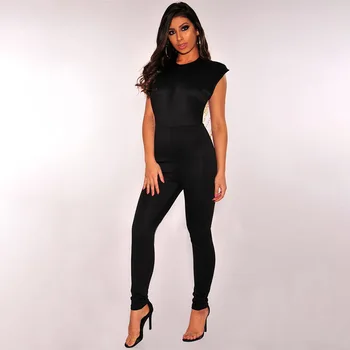 

Sexy Women Jumpsuit Sleeveless Black Blackless Beading Tassel Full Length Jumpsuit