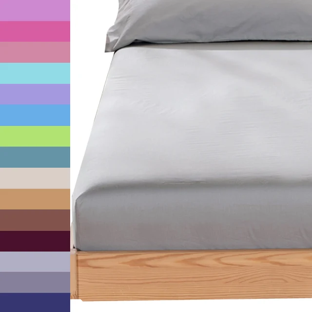 Buy Grey bed sheet fitted sheet with round elastic Plain bedding king queen