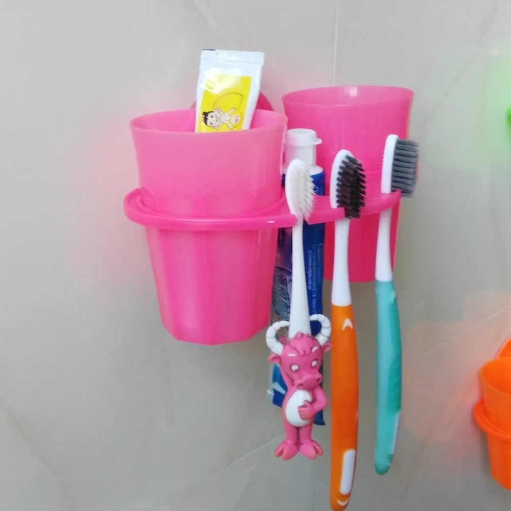 Креативная присоска зубная щетка держатель на присоске чашка для рта парная Чистка зубная чашка набор для умывания пара зубная стойка