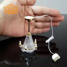 1 12 Dollhouse Miniature Pendant Lamp Light 5 Candles lamp Battery OperatedFree Shipping