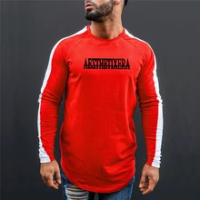 Мужская спортивная хлопковая футболка для тренажерного зала фитнеса тренировок с длинными рукавами футболки мужские бег бодибилдинг одежда футболки