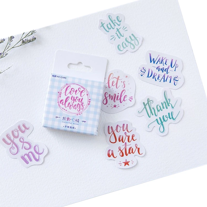 20packs/lot kawaill English mood self-adhesive sticker decorative paper label card best whishes to friends stationery wholesale