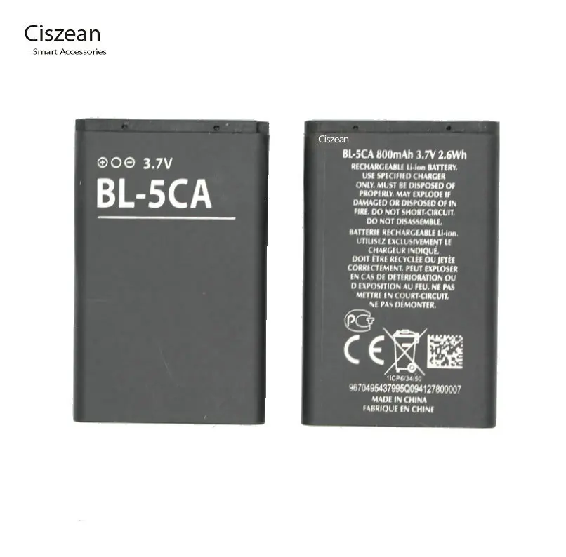 Ciszean 1x BL-5CA 800 мА/ч, замена Батарея для Nokia 1100 1101 1110 1110i 1112 1200 1208 1209 1280 1600 батарей для мобильных телефонов