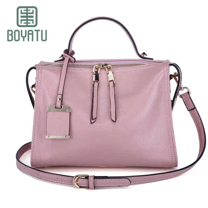 

BOYATU Zipper Women Genuine Leather Bag Women's Messenger Bags Tote Handbags Women Famous Brands High Quality Shoulder Bag Lady