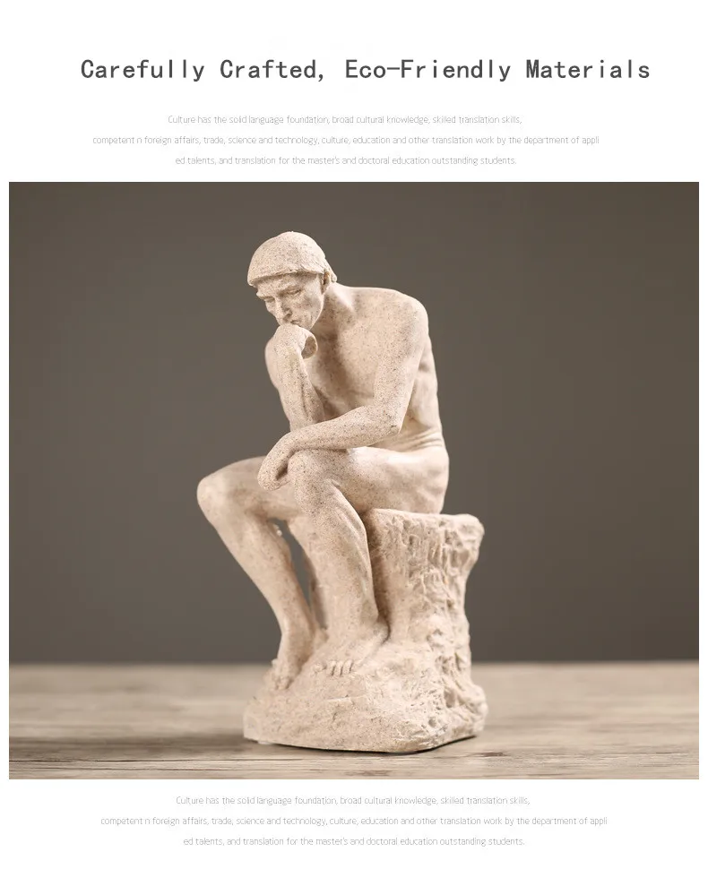 Rodin the Thinker статуя и скульптура Изобразительное искусство мужская фигура в Стиле Ню Европейская Статуэтка из смолы украшение дома ремесла подарок