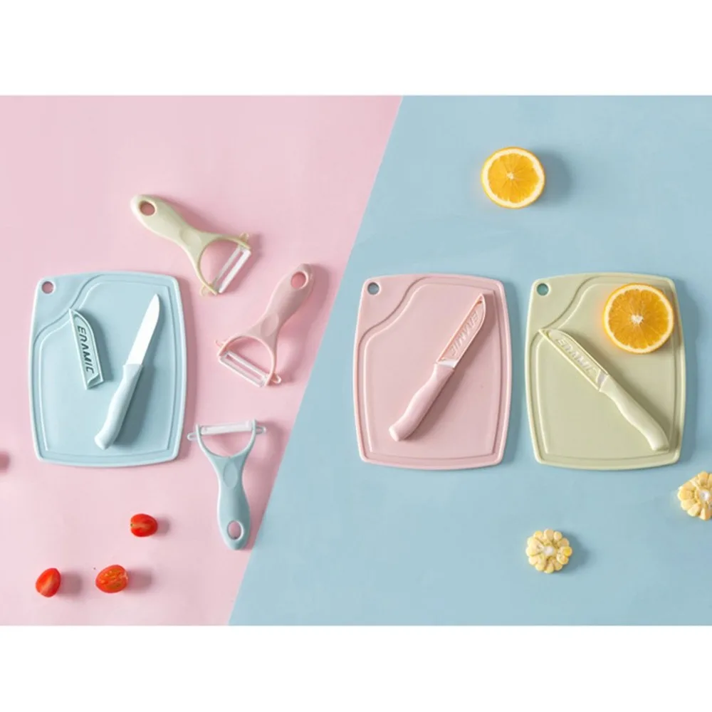 

3pcs/Set Ceramic Fruit Knife Peeler Vegetable Cutting Board Chopping Block Home Kitchen Ceramic Knife Paring Knife