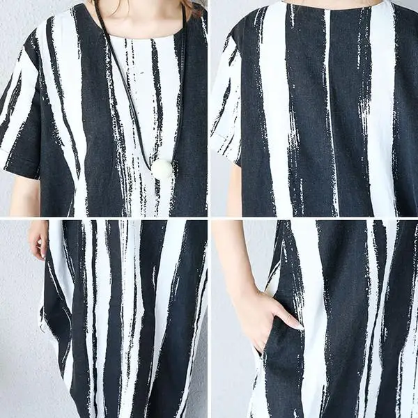 Buykud 2019 Summer Dress Fashion Women Summer Boho Stripe Long Dress Evening Party Beach Dresses New Casual Sundress (1)