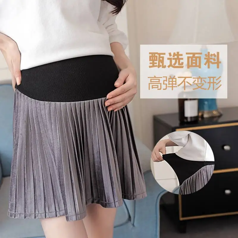 Весенняя и Осенняя юбка для беременных женщин, новая мода, Корейская версия юбки, плиссированная юбка для беременных женщин