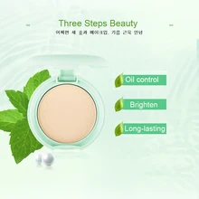 4 цвета минеральная прессованная пудра мята натуральные минералы контроль масла шелковистая Освежающая пудра для лица с пуховкой и зеркалом