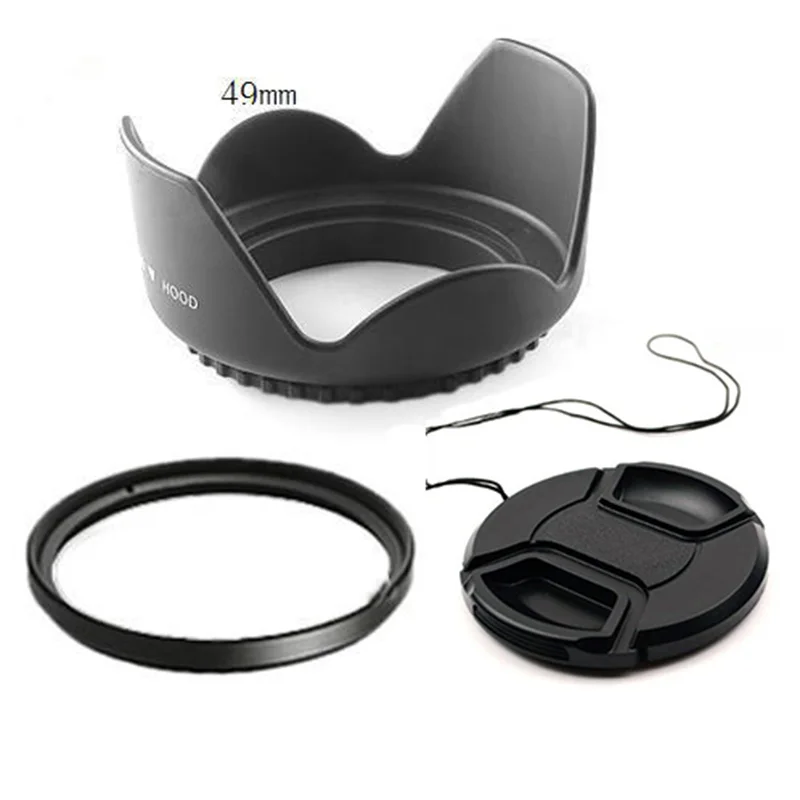 

55mm camera Flower Lens Hood +UV Filter +Lens Cap for Sony 18-55,55-200,55-250 for canon nikon PK DSLR