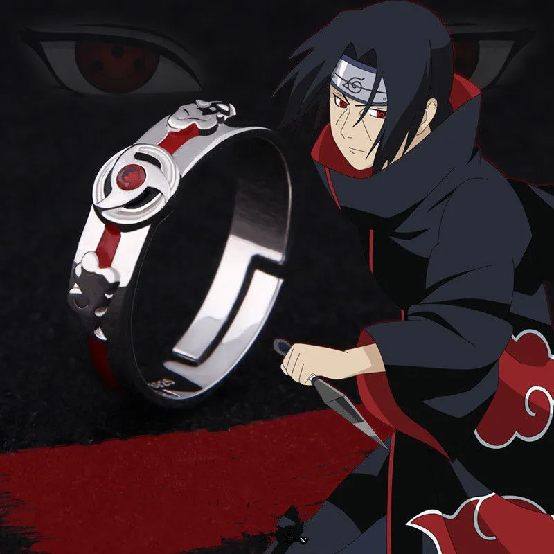 

Anime Naruto Uchiha Itachi Sharingan Ring Kaleidoscope Written Round Eye 925 Sterling Silver Rings Costume Gift For Men