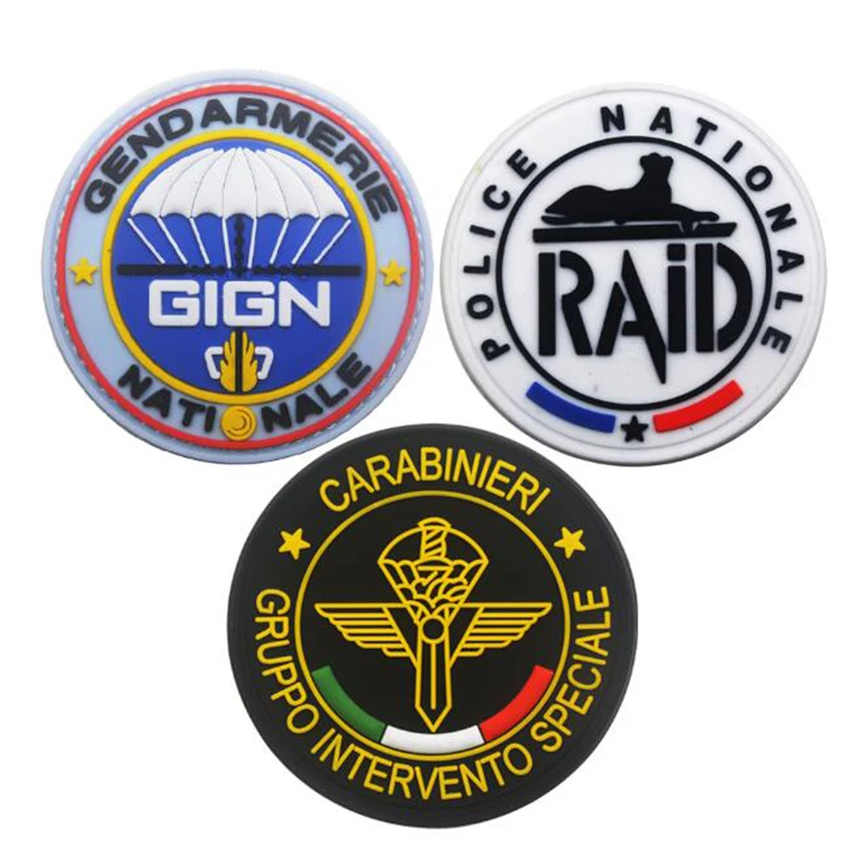 

3D Italy GIGN French Epoxy PVC Patch for Retaining Morale Patch Tactical Combat Applique Badge Rubber Embroidery Badge