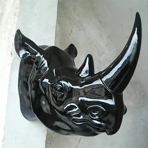 

statue A large animal head hanging rhino mural Home Furnishing decorative art club hall KTV soft outfit sculpture escultura gift
