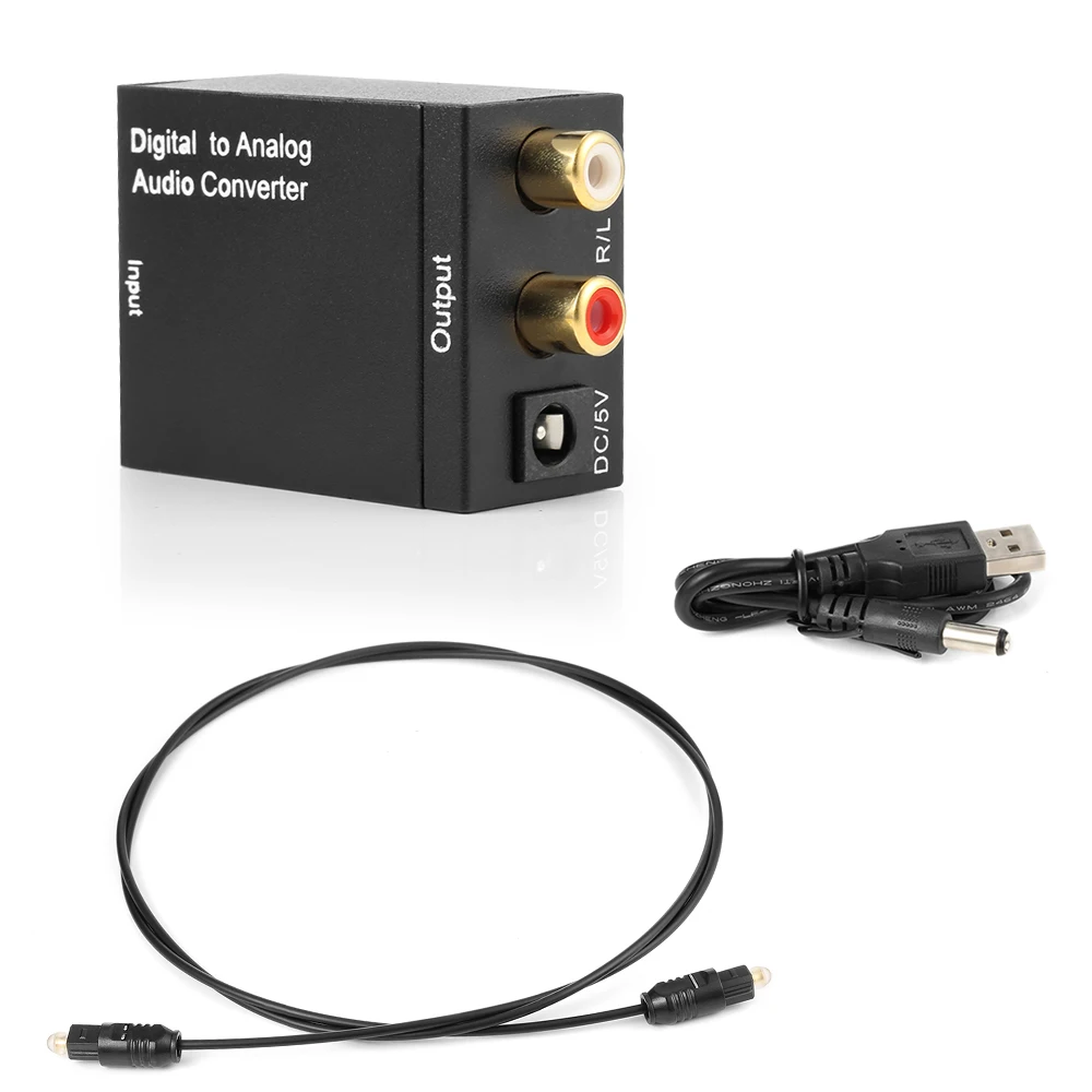 

Digital to Analog Audio Converter Digital Fiber Coaxial to Left and Right Channel Decoder + USB cable + Fiber Optic cable