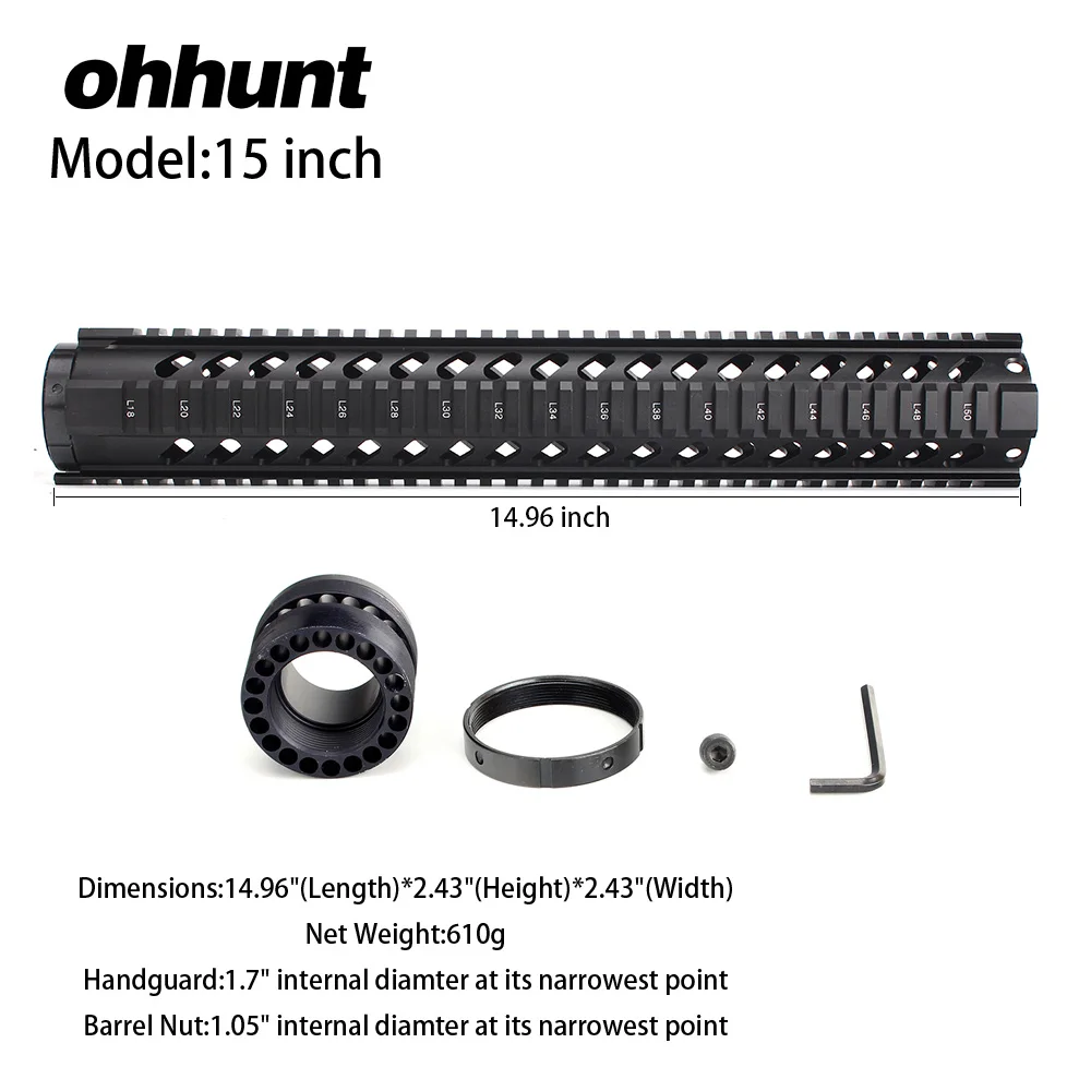 Ohhunt Тактический " 7" 1" 12" 1" бесплатно поплавок Quad Rail Handguad M4 AR15 M16 рейка Пикатинни Тип поручень RAS