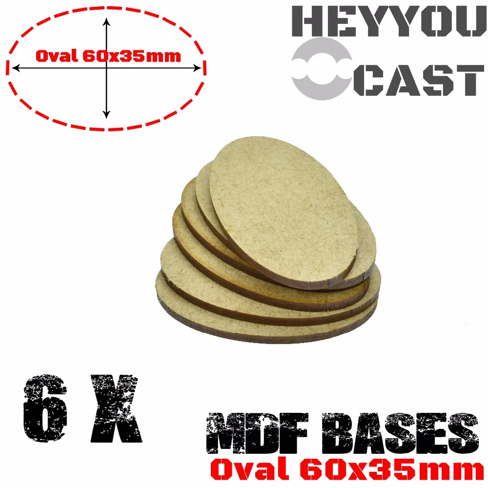 

6x AOS MDF Bases - Oval 60x35mm - AOS Base Laser Cut Wargames wood