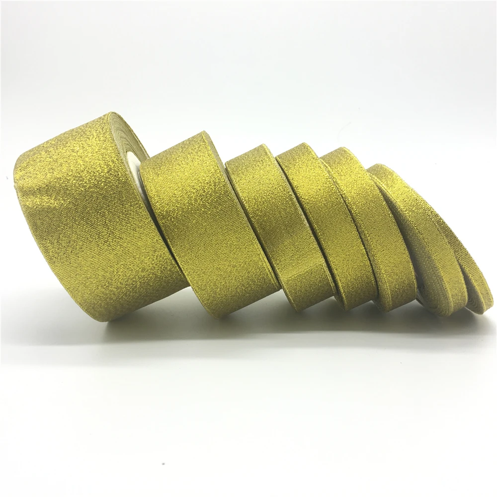 

6mm 10mm 15mm 20mm 25mm 38mm 50mm(1Roll 25yds)Golden Silk Satin Ribbon Wedding Party Decoration Invitation Card Gift Packing