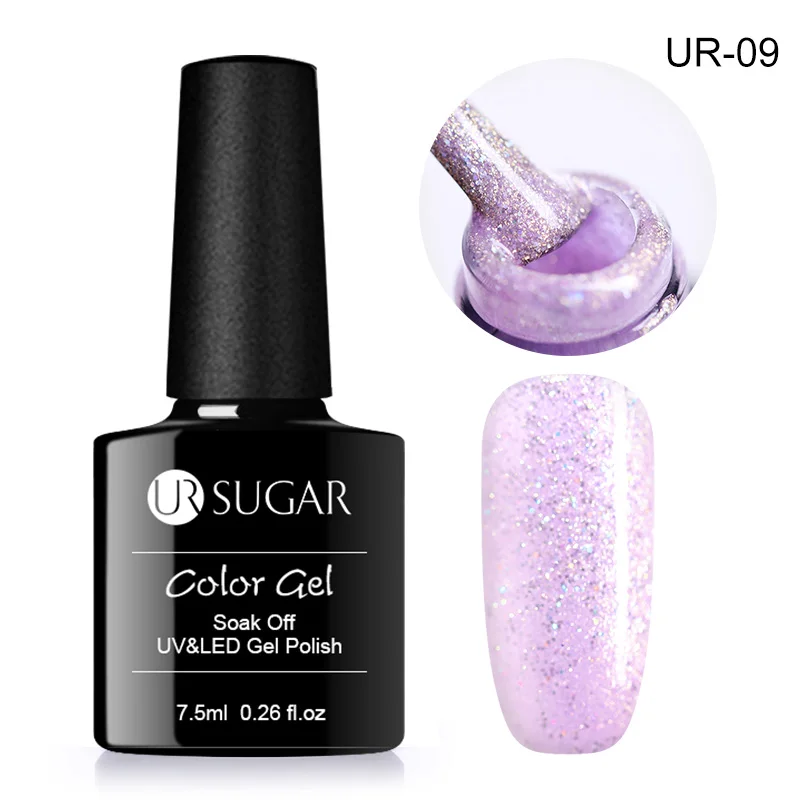 UR SUGAR 7.5ml Shimmer Glitter Gel Nail Polish Brown Pink Color Nail Art Gel Lacquer Soak Off UV Gel Varnish Matte Effect Gel - Цвет: Iridescence 9