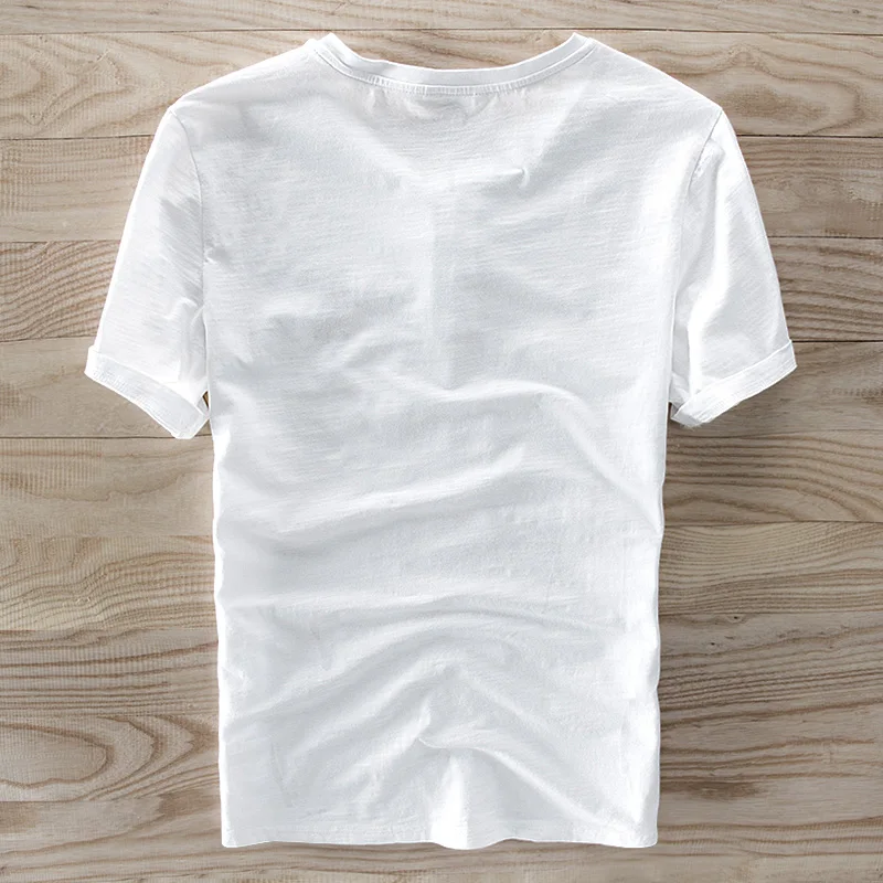 Новая китайская льняная футболка с вышивкой и коротким рукавом, Мужская свободная хлопковая Футболка с круглым воротником, брендовая одежда camisa
