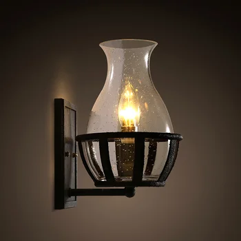 

American retro glass bottle iron simple industrial garden exterior modeling lighting wall lamp LO8145