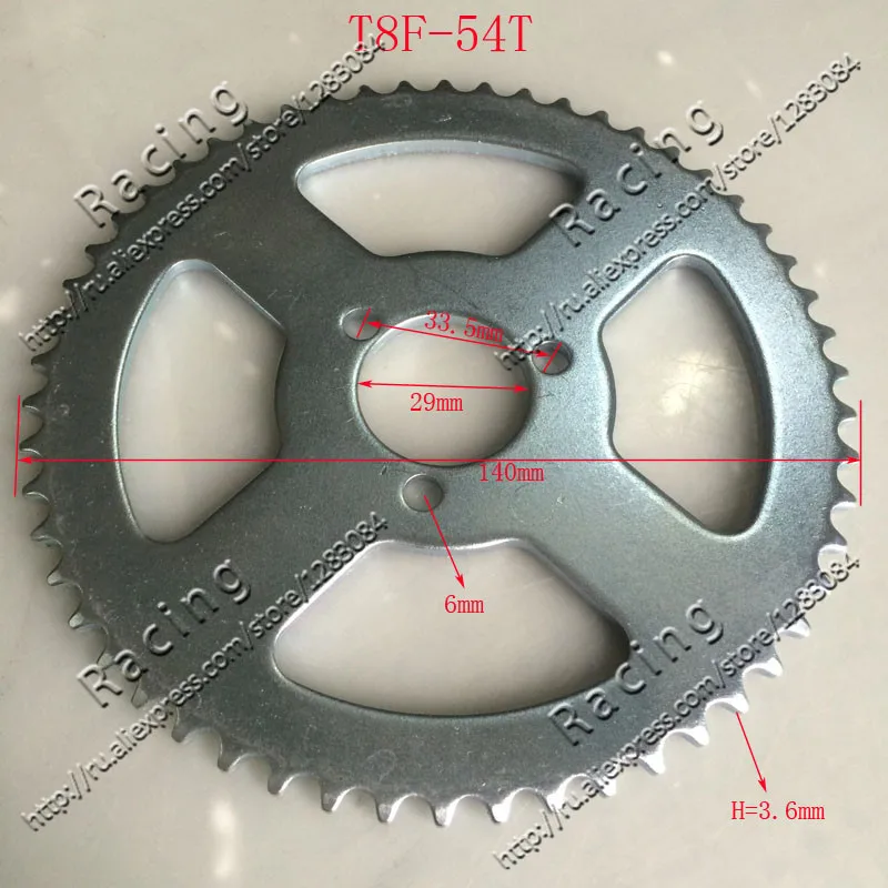 

54 teeth T8F 3 screw Factory direct wholesale mini cross/scooter rear sprocket 54 teeth for T8F chain/Free shipping