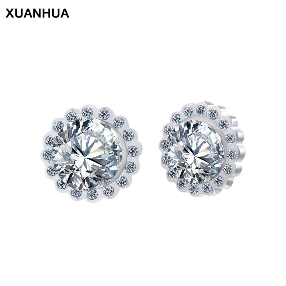 XUANHUA нержавеющая сталь серьги для женщин Brincos модные ювелирные украшения для ушей горный хрусталь серьги с Камни гвоздики уха Кольца