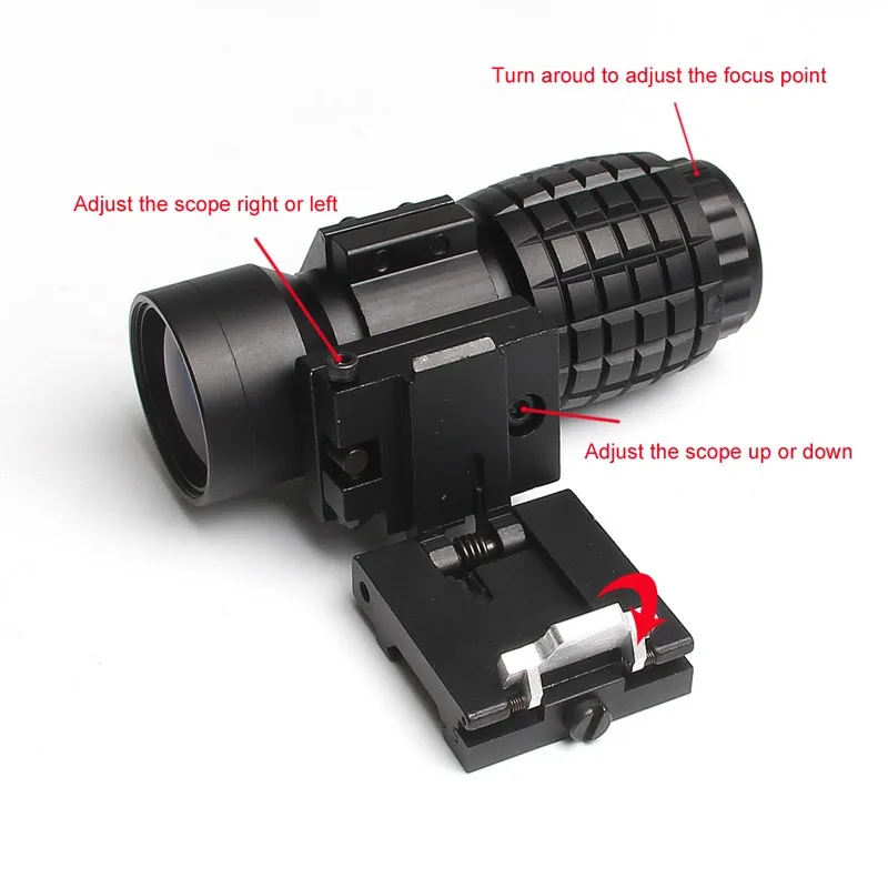 QD 3X Лупа прицел быстрый выпуск с 20 мм флип в сторону крепления подходит Красный точка зрения страйкбол HT6-0059