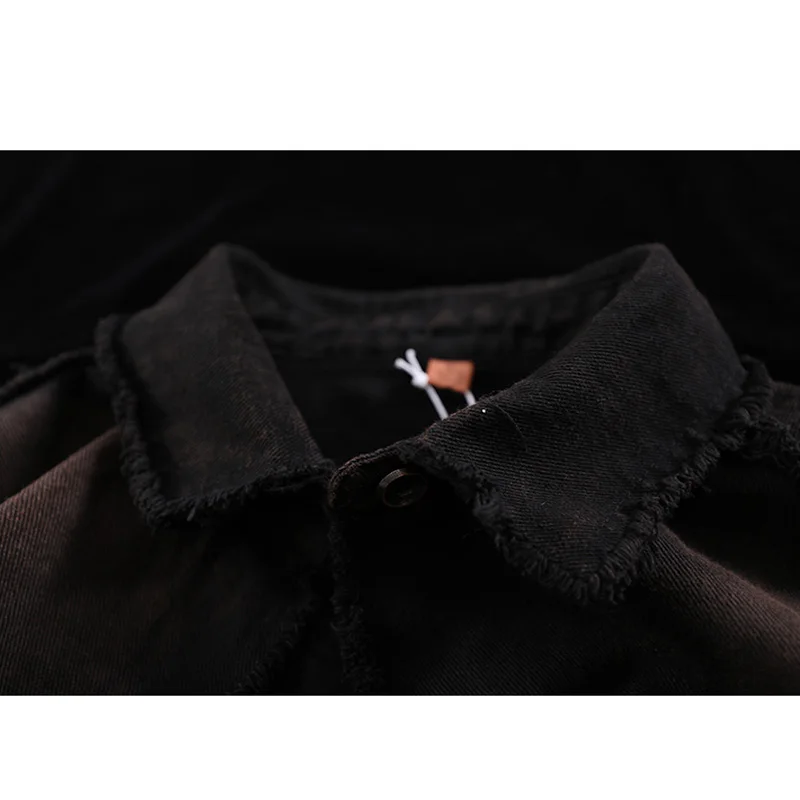 Осенняя женская джинсовая куртка в стиле панк с неровными дырками, винтажное крутое пальто для женщин A0fz20