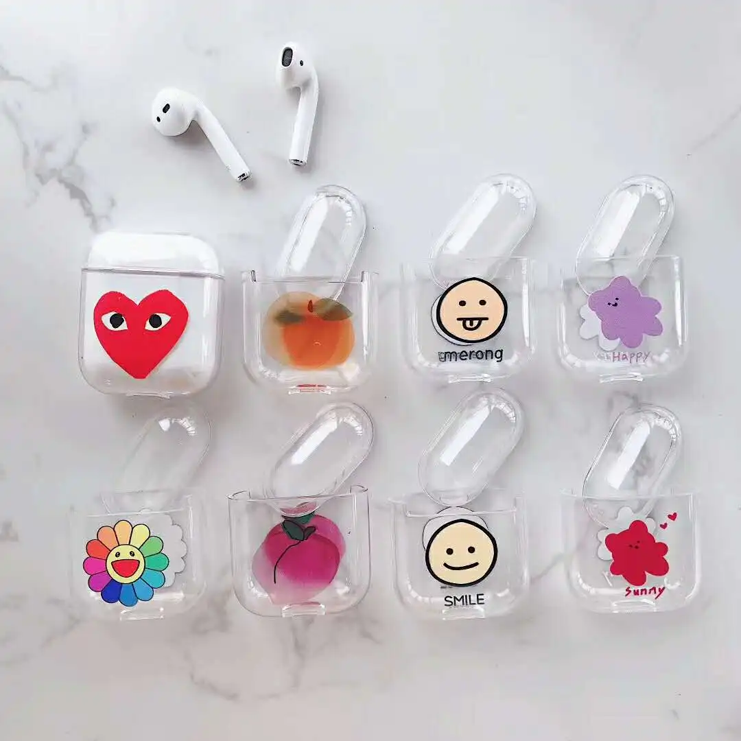 

Cute Cartoon couple Clear Case for Apple Airpods Accessories Bluetooth Earphone box For Airpods 1/2 Protective PC Bag Hard Case