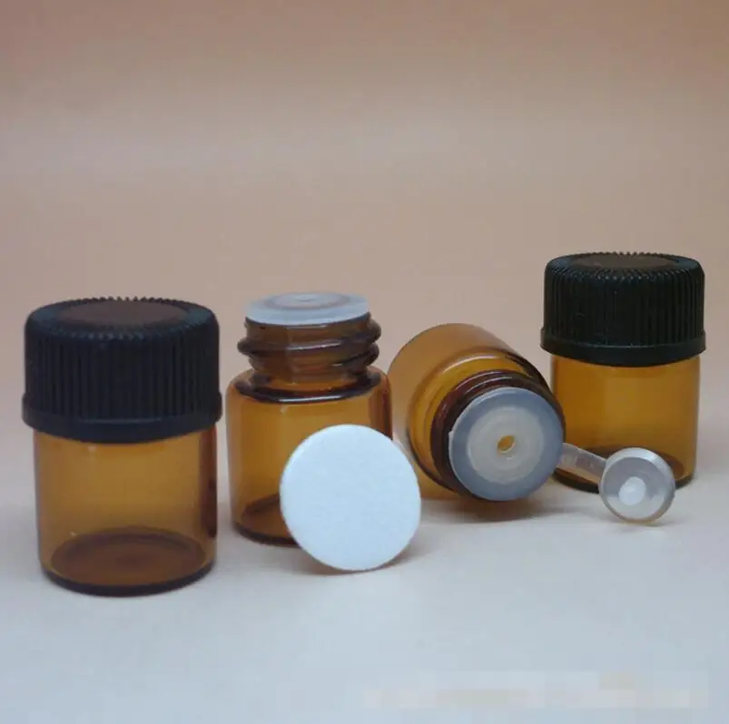 Wholesale 1ML Amber Mini Glass Essential Oil Bottle Small Empty Sample
