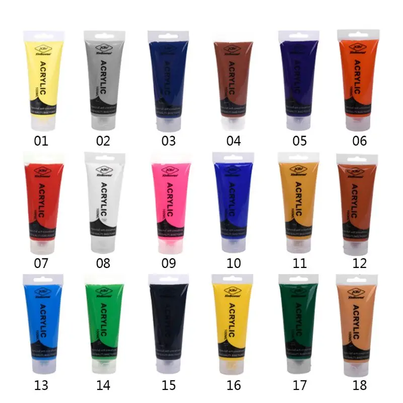 

100ML Professional Acrylic Paint Waterproof Pigment Hand Wall Painting Brush Kids Graffiti DIY Art Craft Educational Toy