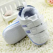 Toddler Boy Faux Leather Crib Shoes Soft Sole Sneakers Size 0-18M